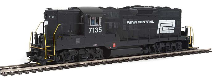 Walthers Proto 42708 HO Scale EMD GP9 Phase II - LokSound 5 Sound and DCC -- Penn Central #7135 (black, white, Large Logo)