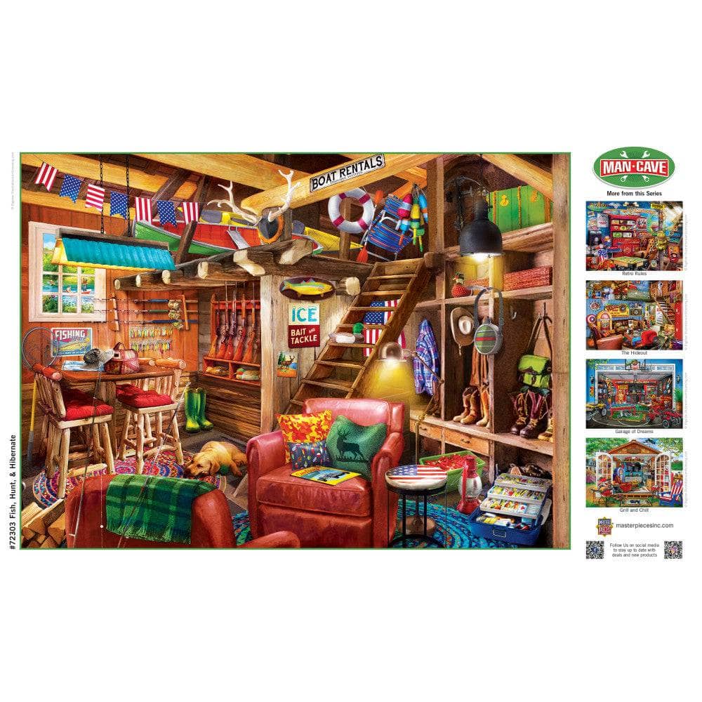 Man Cave - Fish, Hunt, & Hibernate 1000 Piece Jigsaw Puzzle