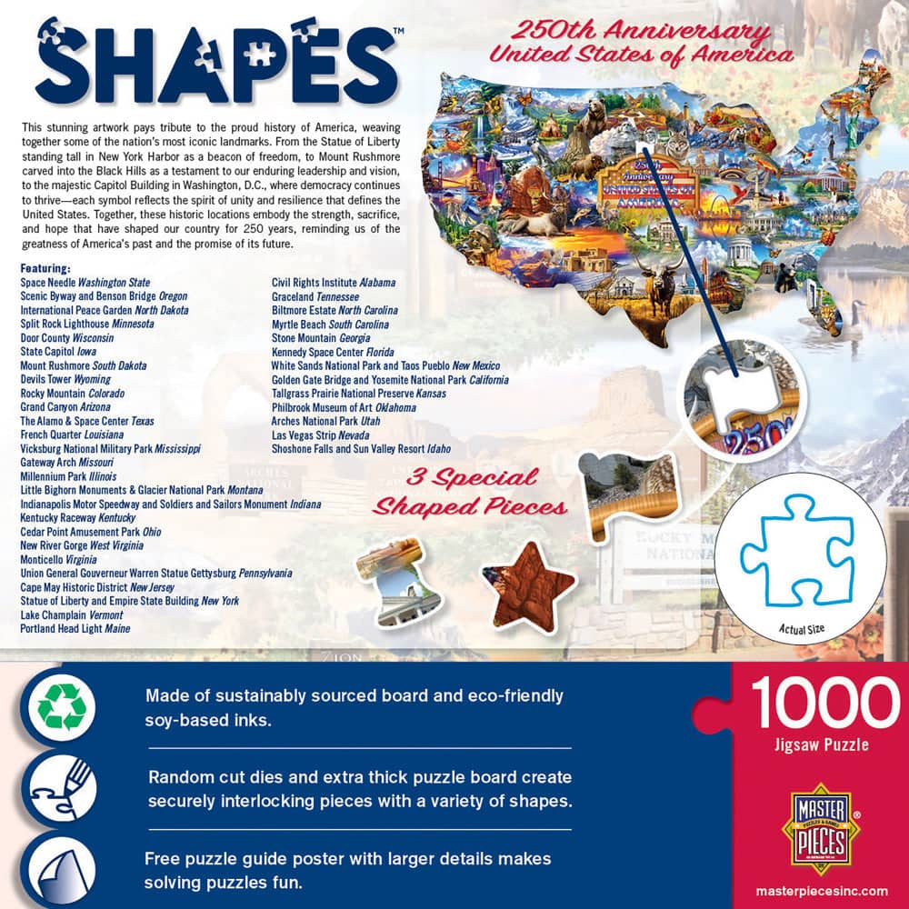250th Anniversary United States of America 1000 Piece Shaped Jigsaw Puzzle