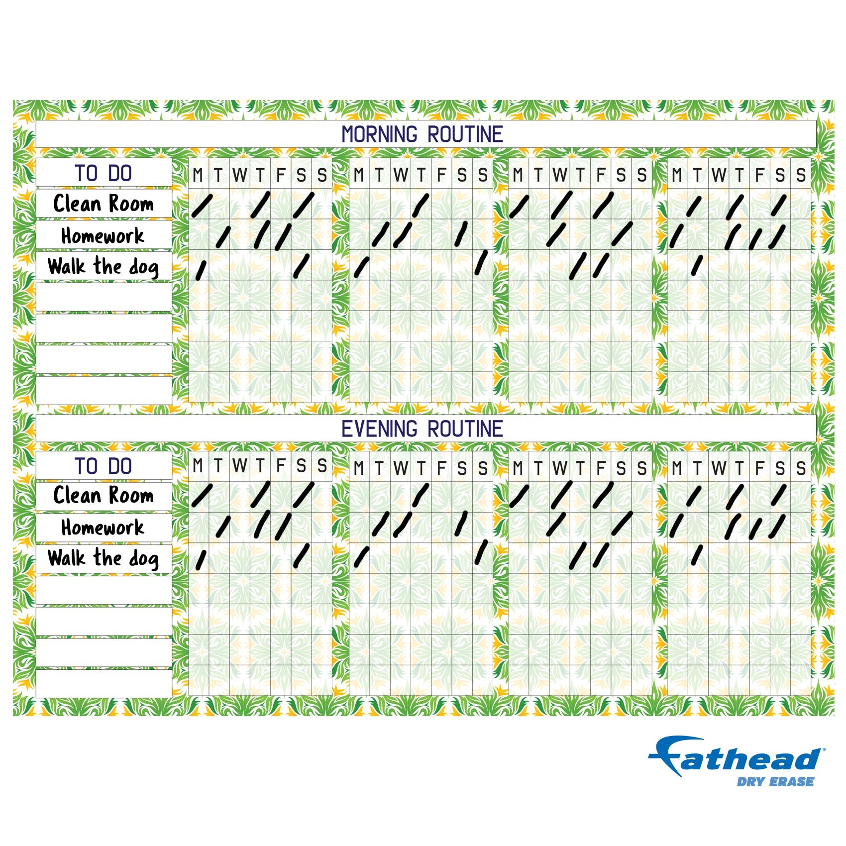 Chart: Nature Routine Chart Dry Erase - Removable Adhesive Decal