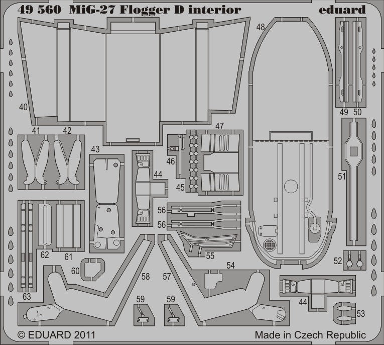 Eduard 49560 1/48 Aircraft- MiG27 Flogger D Interior for ITA (Painted Self Adhes