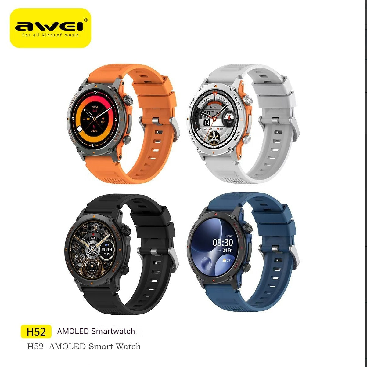 AWEI AMOLED Smartwatch H52 Multiple Colors