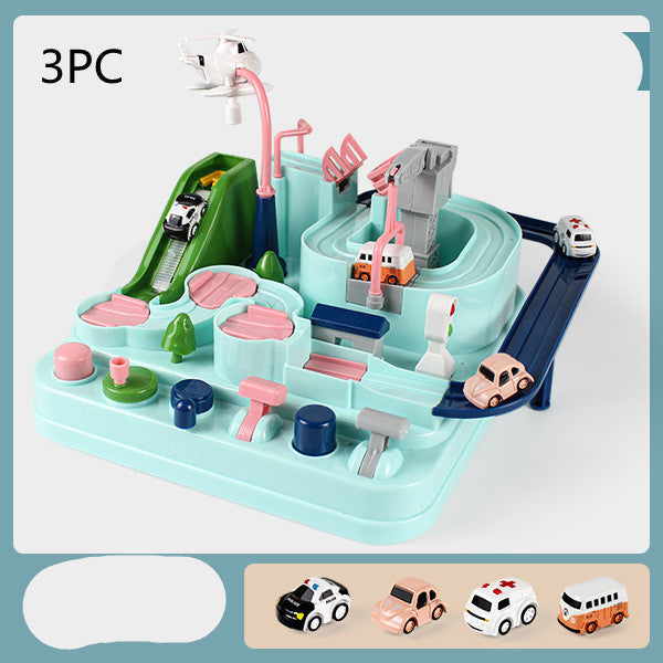 Adventure Parking Lot Car Track โ Interactive Rail Toy Set for Kids