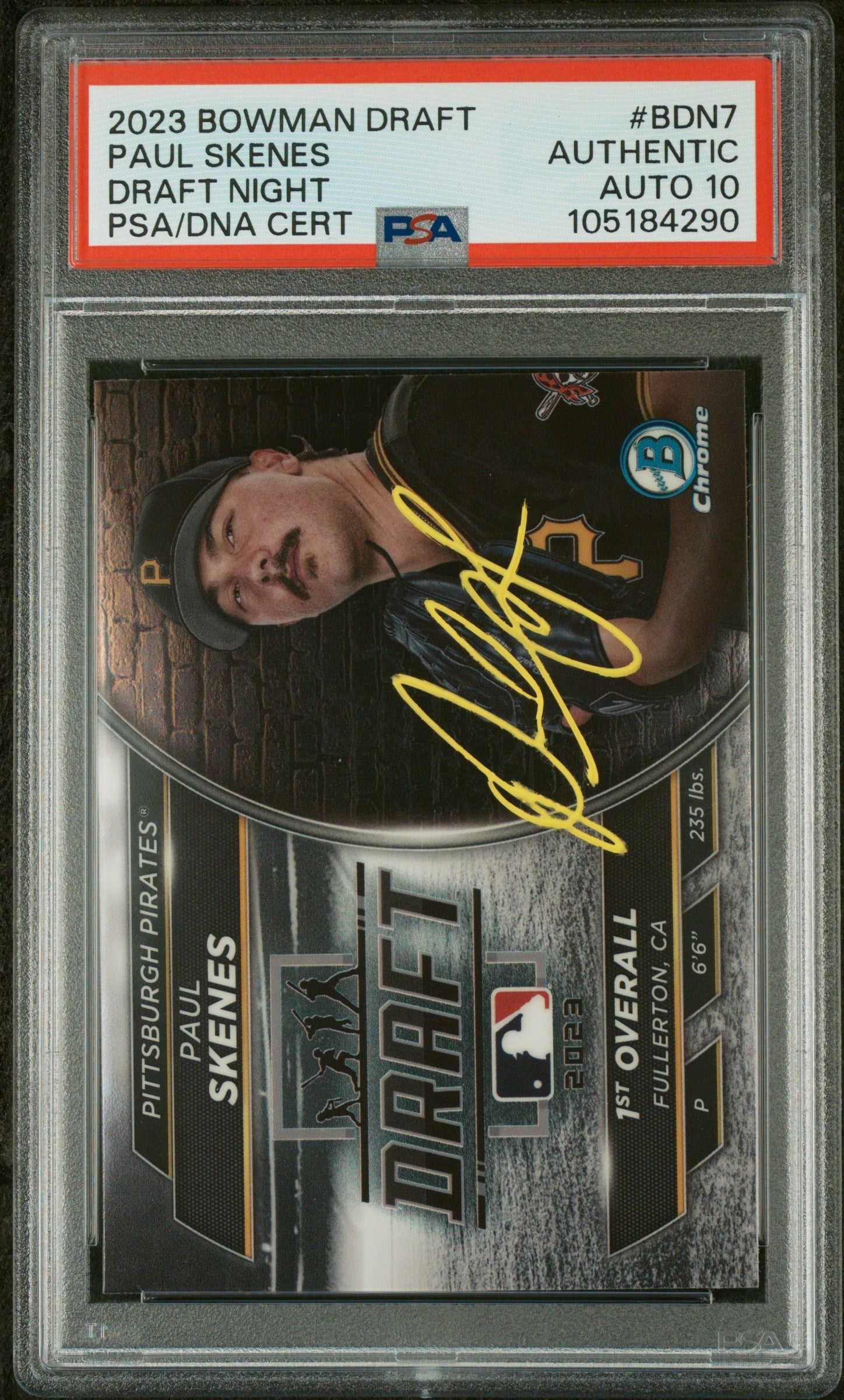 paul skenes graded rookie card Graded 2023 Topps Bowman Draft Paul Skenes #BDN7 Draft Night Rookie RC