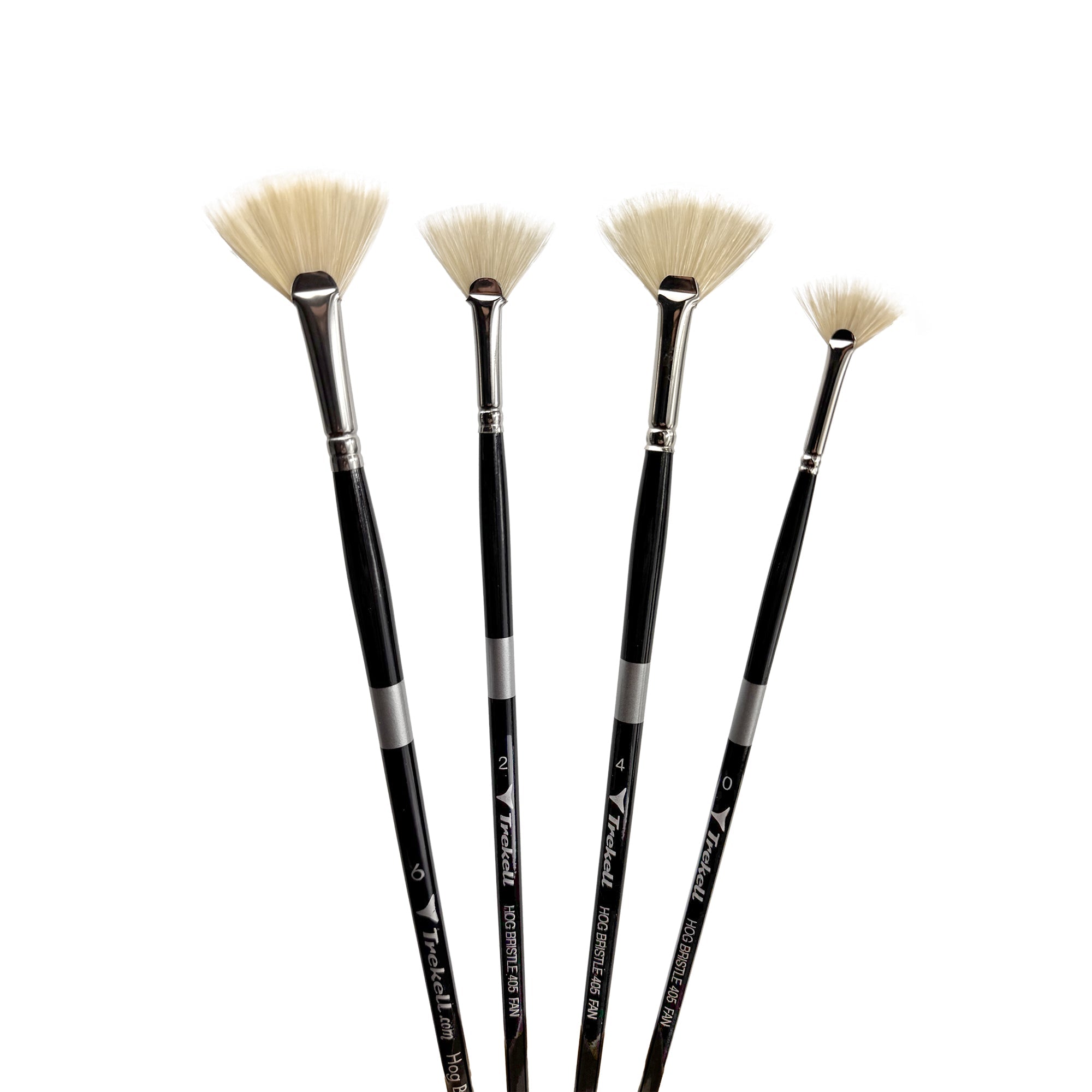 Trekell Hog Bristle Long Handle Artist Brush - Complete Set - Fan