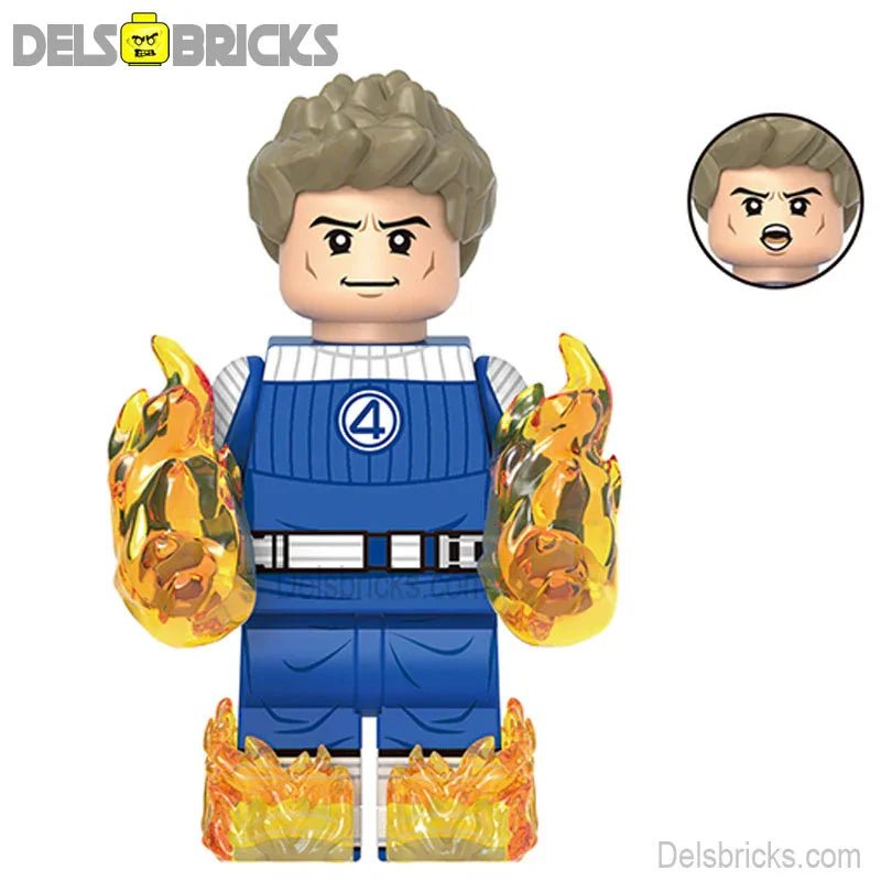 Fantastic Four Johnny Storm Human Torch Lego Minifigures Custom Toys 1