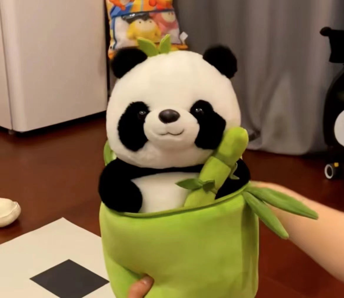 Plush Panda – Soft Bamboo Tube Animal Doll