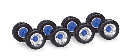 Herpa 53891 HO Scale Tractor-Trailer Single Wheelsets -- Blue Hub pkg(12)