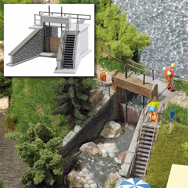 Busch 1483 HO Scale Small Dam w/Footbridge -- Kit