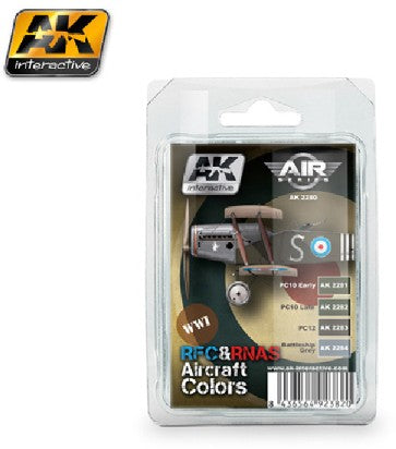 AK Interactive 2280 Air Series: WWI RFC & RNAS Aircraft Acrylic Paint Set (4 Colors) 17ml Bottles