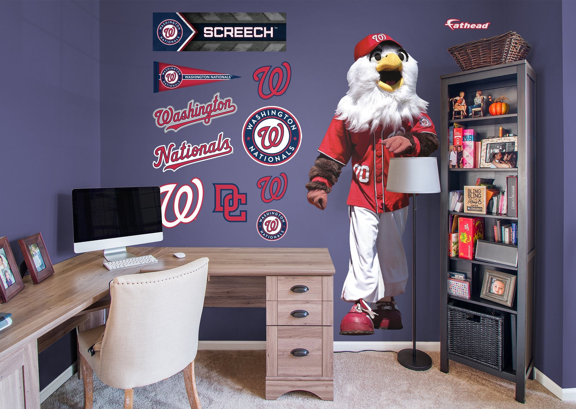 Screech Mascot - RealBig Collection - Official MLB - Washington Nationals - Reusable Vinyl Wall Decals