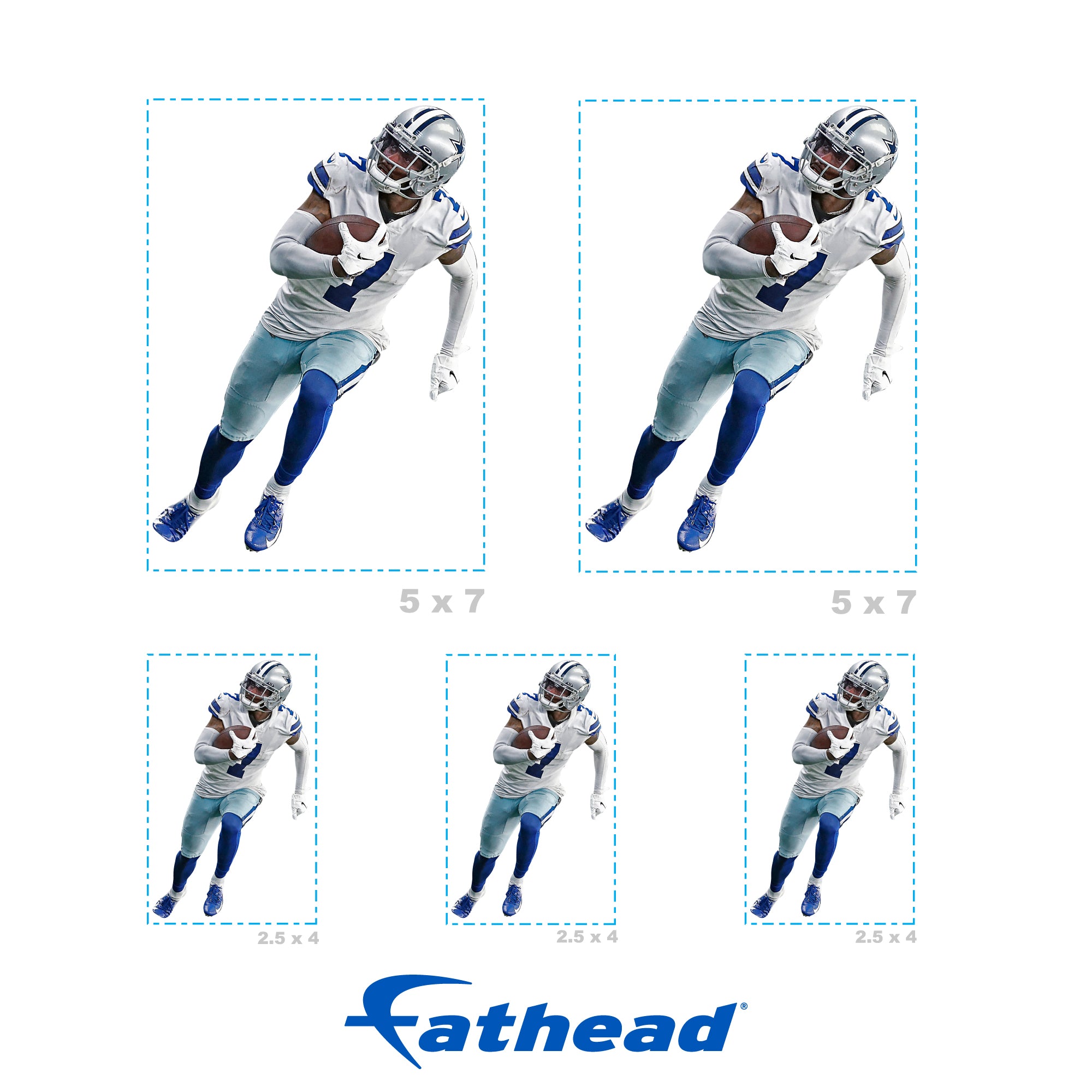 Trevon Diggs - 5 Minis (Mixed Sizes) - Official NFL - Dallas Cowboys - Reusable Vinyl Decals