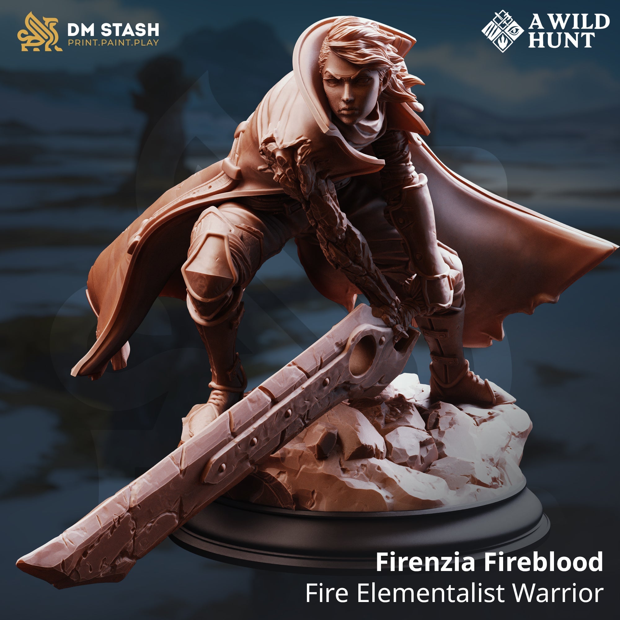 Firenzia Fireblood, Fire Elementalist Warrior (Female Half-Elf Battlemage)