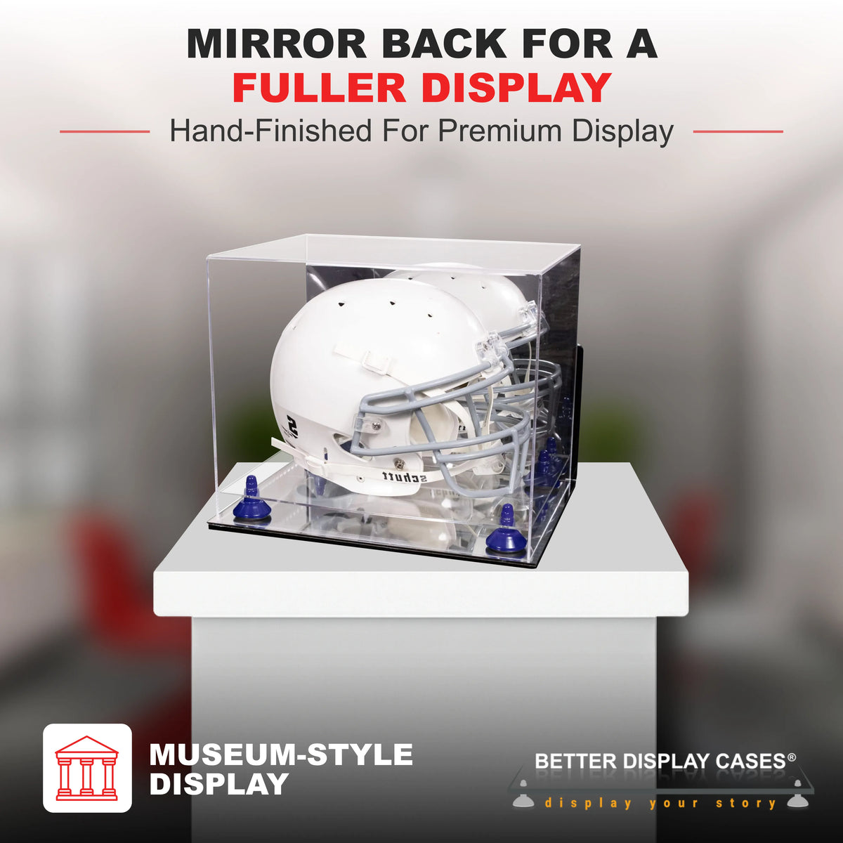 Acrylic Full Size Football Helmet Display Case - Mirror Wall Mounts (A002/V44)