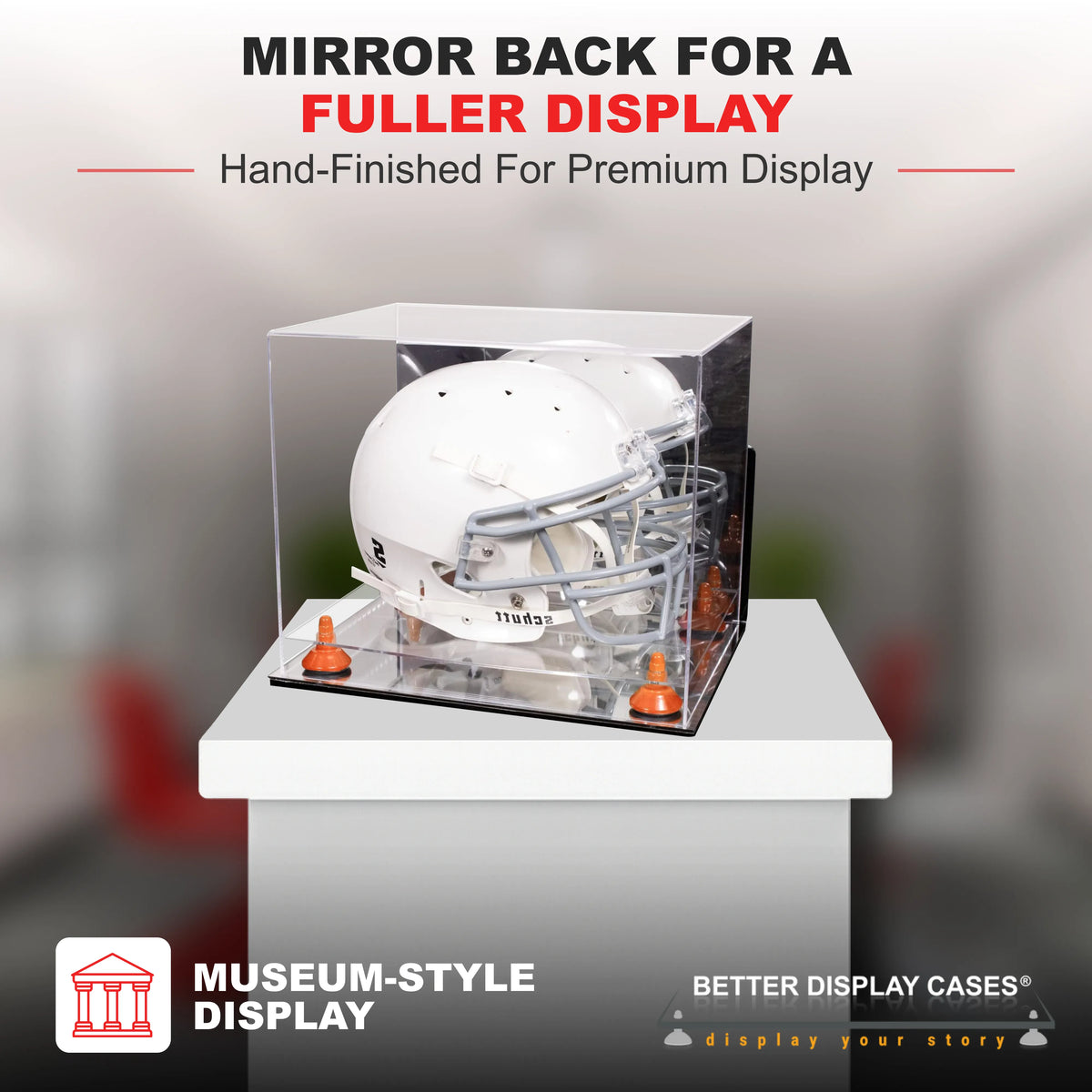 Acrylic Full Size Football Helmet Display Case - Mirror Wall Mounts (A002/V44)
