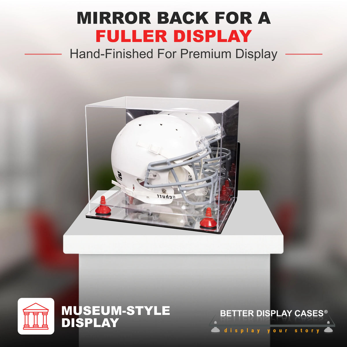 Acrylic Full Size Football Helmet Display Case - Mirror Wall Mounts (A002/V44)