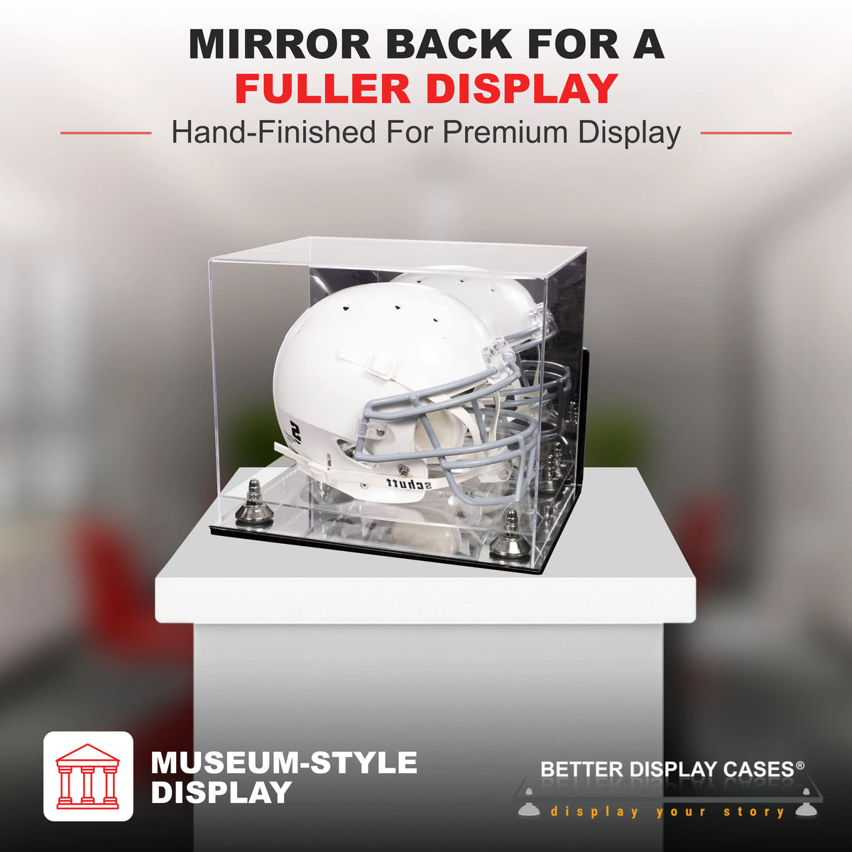 Acrylic Full Size Football Helmet Display Case - Mirror Wall Mounts (A002/V44)