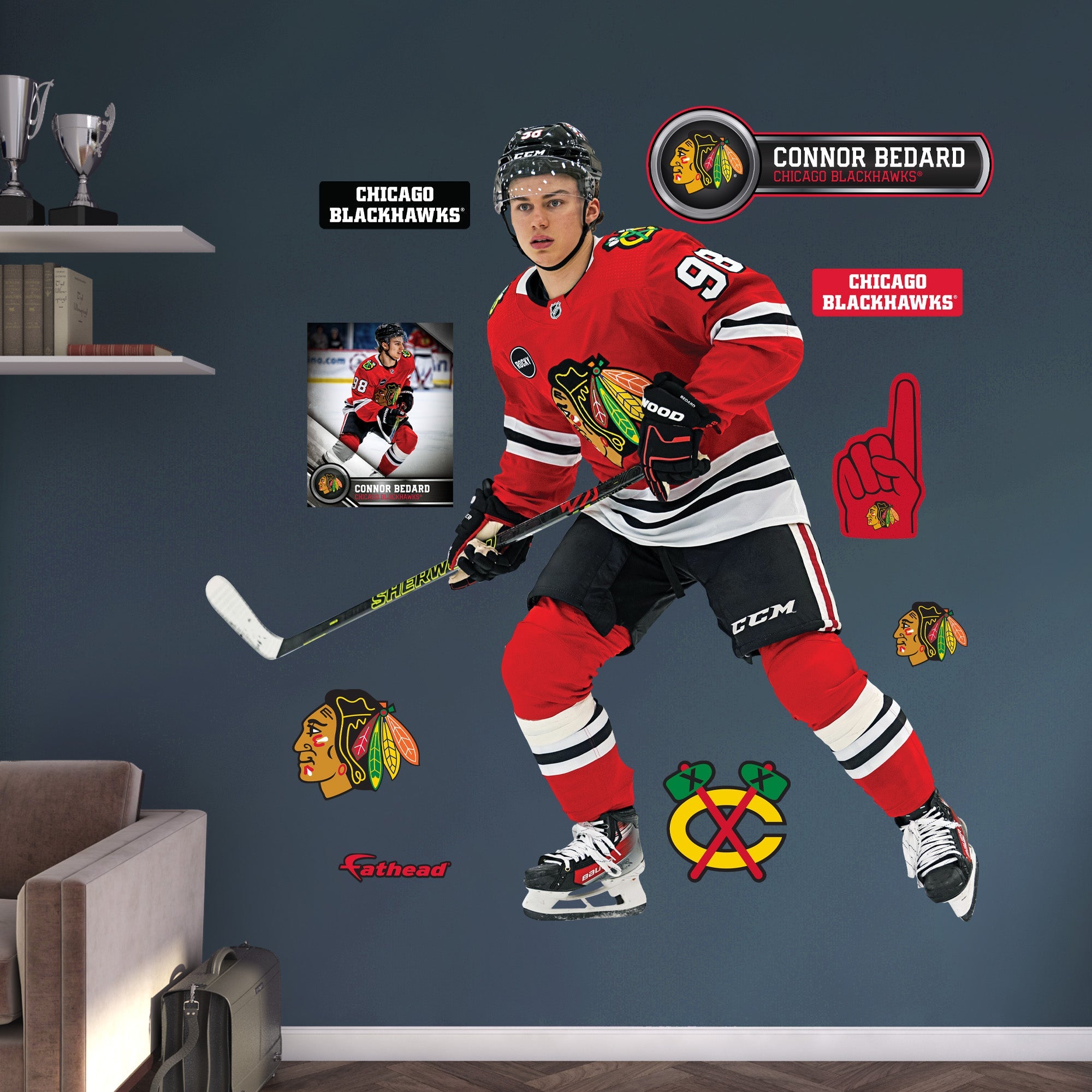 Connor Bedard - RealBig Collection - Official NHL - Chicago Blackhawks - Reusable Vinyl Wall Decals