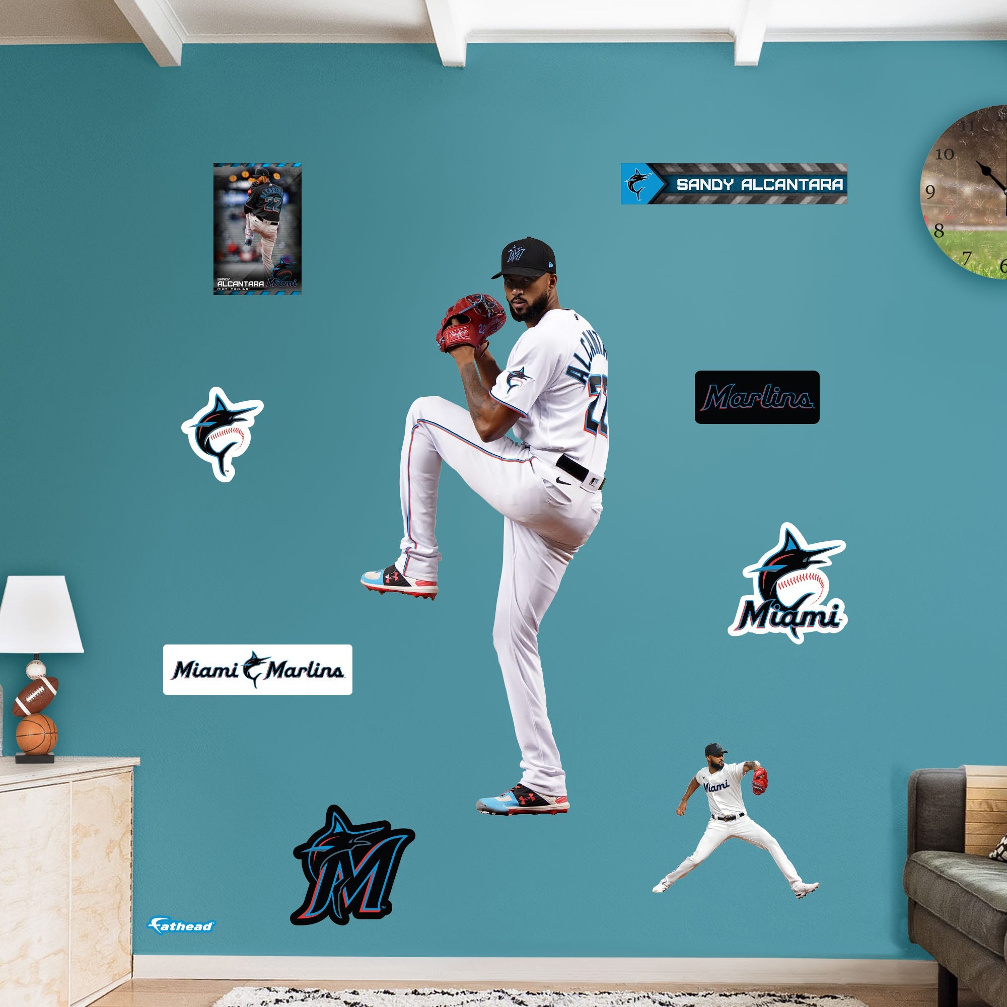 Sandy Alcantara - RealBig Collection - Official MLB - Miami Marlins - Reusable Vinyl Wall Decals #1