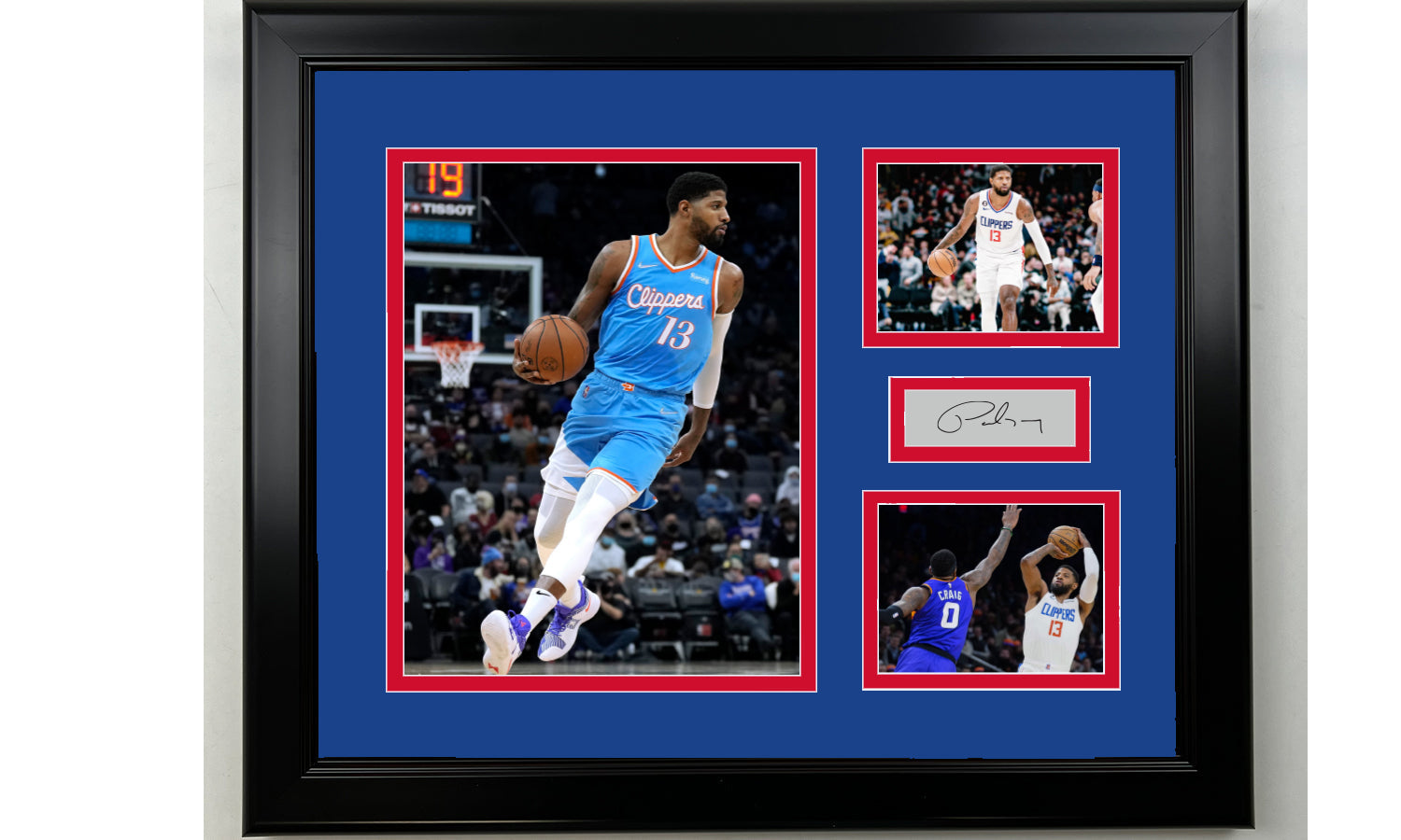 Framed Paul George Los Angeles Clippers Facsimile Laser Engraved Signature Basketball 14x11 3 Photo Collage