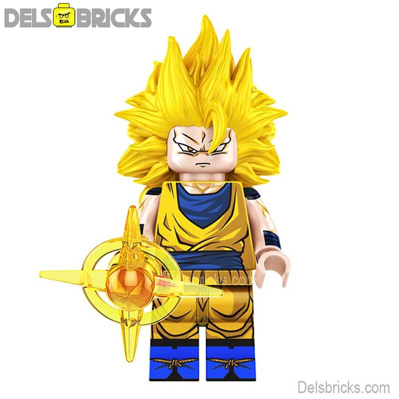 Goku Long yellow Hair Dragon Ball Z Super Lego Minifigures Anime Custo