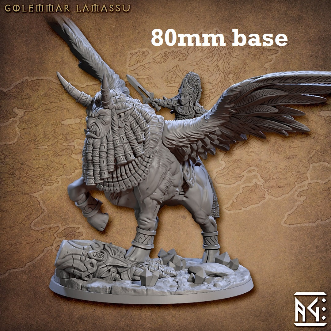 Golemmar Lamassu (Winged Sphinx with or without Gnome Rider)