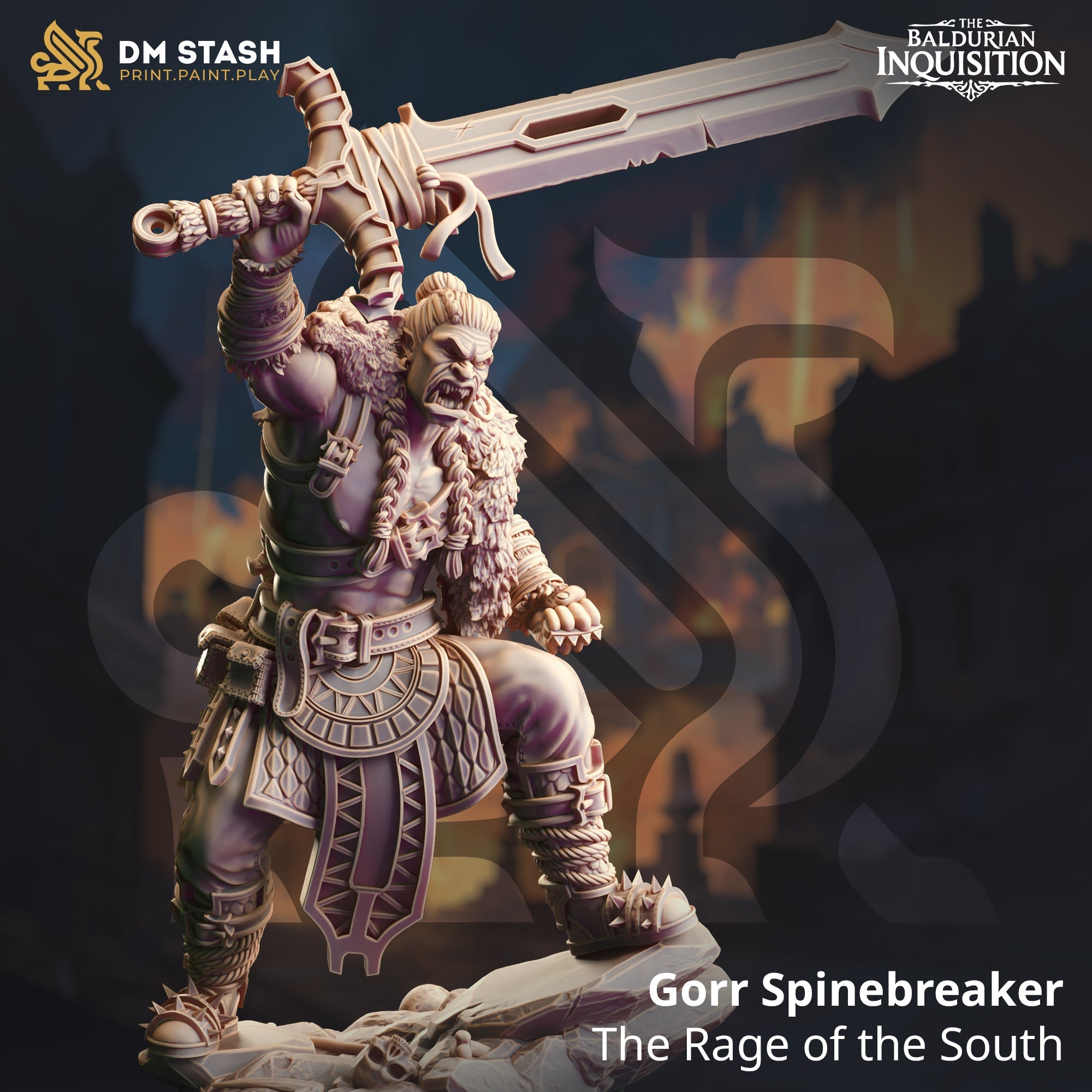 Gorr Spinebreaker, the Rage of the South (Male Half-Orc Barbarian)