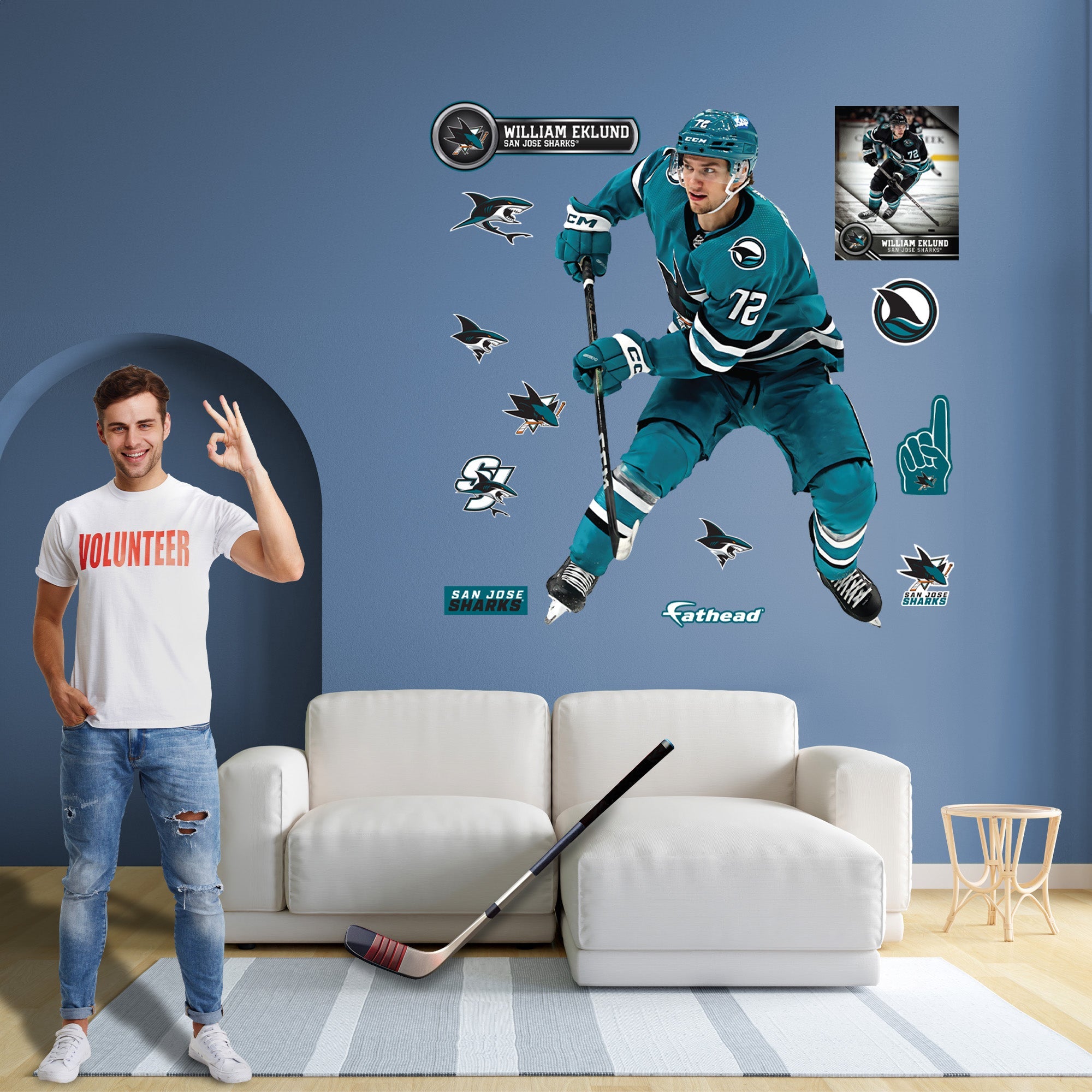 William Eklund - RealBig Collection - Official NHL - San Jose Sharks - Reusable Vinyl Wall Decals