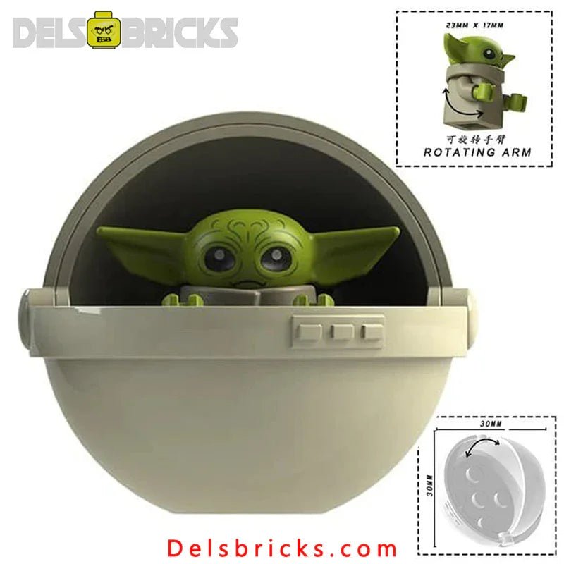 Grogu in Hovering crib Baby Yoda Lego Star Wars Minifigures Custom toys