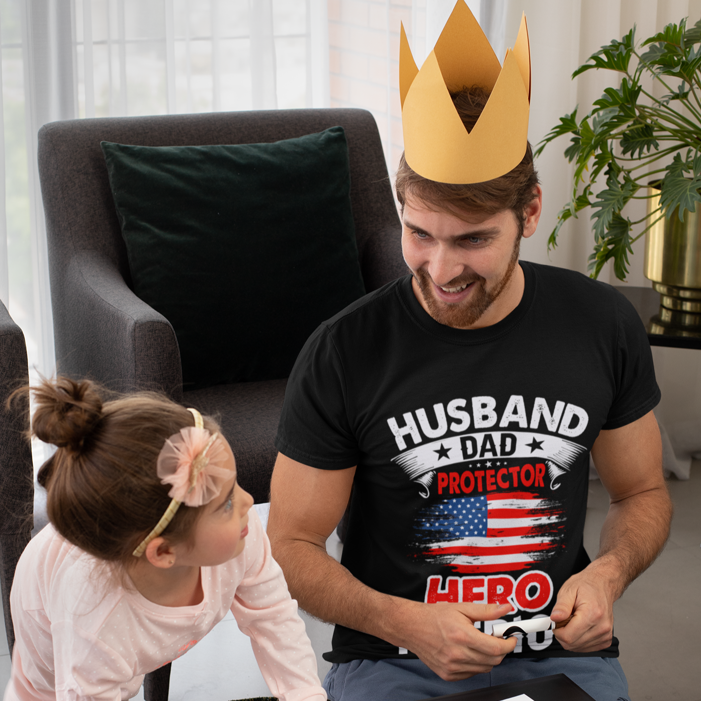 Husband, Dad, Protector, Hero, Patriot Short Sleeve Tee