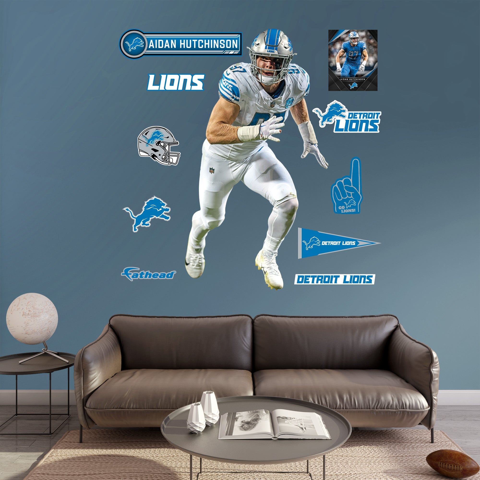 Aidan Hutchinson - RealBig Away Collection - Official NFL - Detroit Lions - Reusable Vinyl Wall Decals