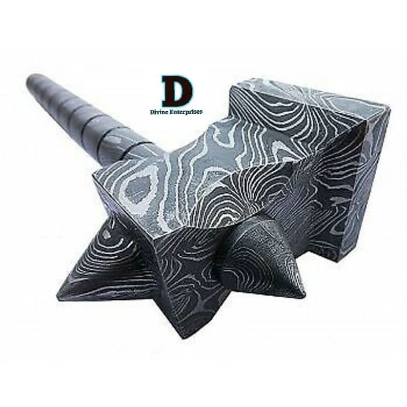 Hand made Damascus steel viking hammer Divine Enterprises