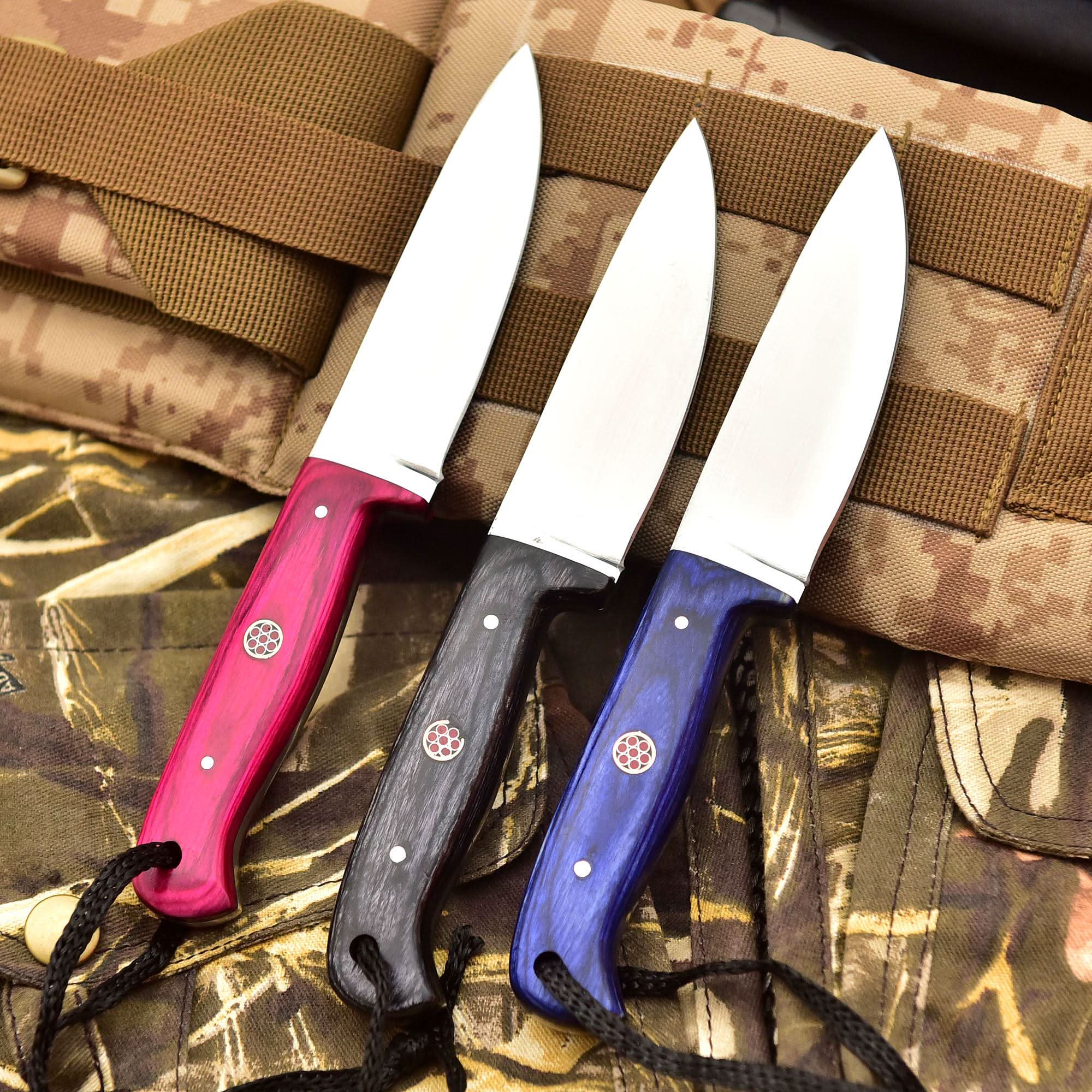 Handmade Fixed Blade Stainless Steel Skinning Hunting Knife 8" Mirror Polished Carbon Steel Drop Point