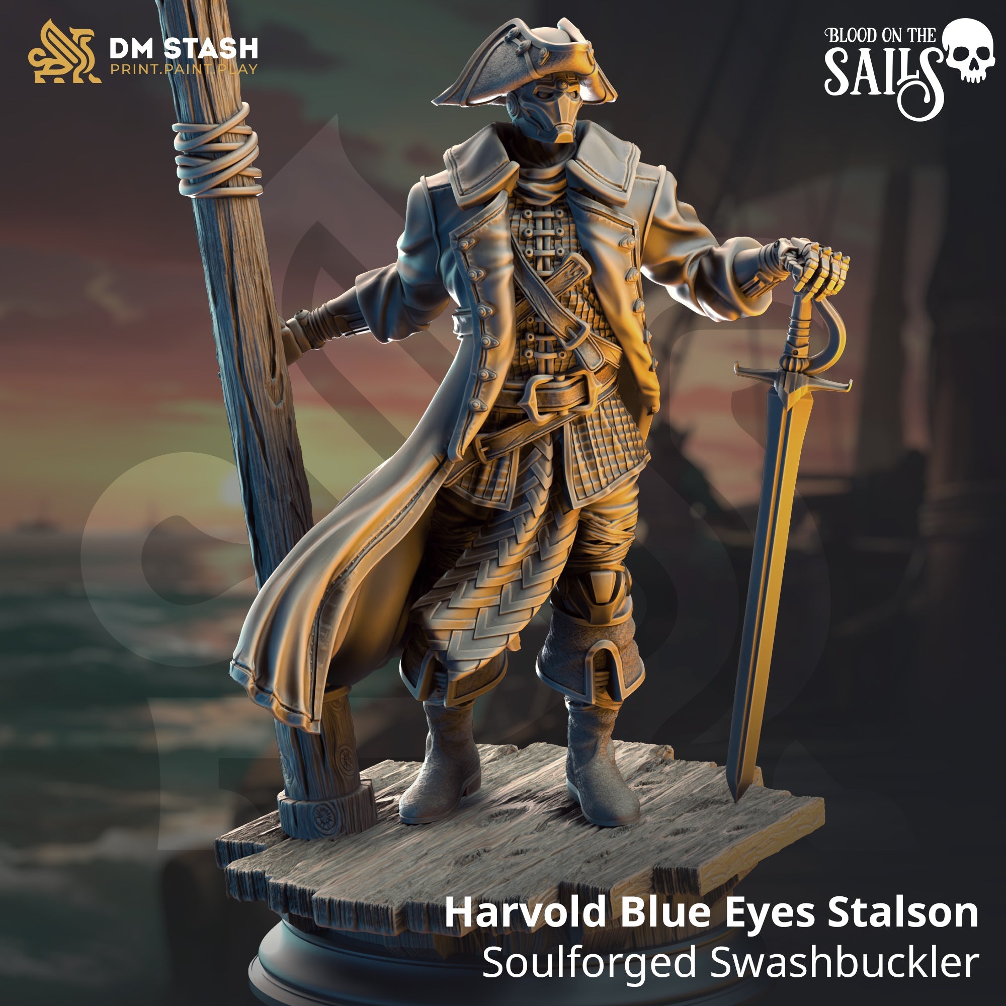 Harvold "Blue Eyes" Stalson, Soulforged Swashbuckler (Male Warforged Pirate)