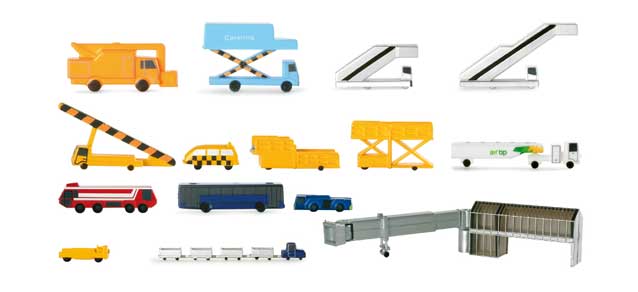 Herpa Wings HE519472A 19 Piece Ground Equipment New Colors 1/500