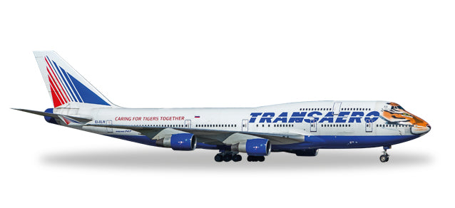 Herpa Wings HE529464 Transaero 747-400 1/500 Amur Tiger