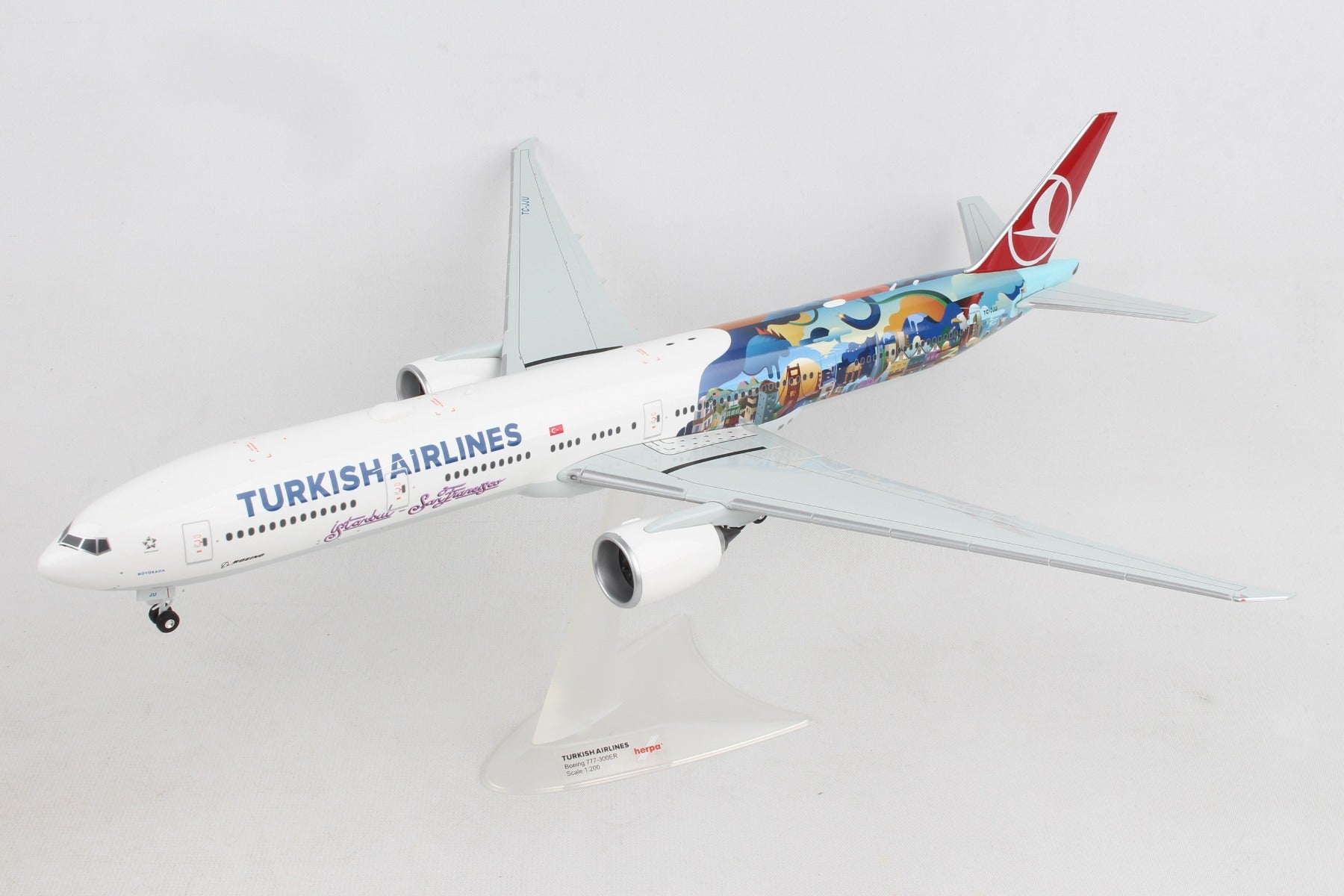Herpa Wings HE557337 Turkish 777-300Er 1/200 Istanbul-Sfo Buyukaya Tc-Jju