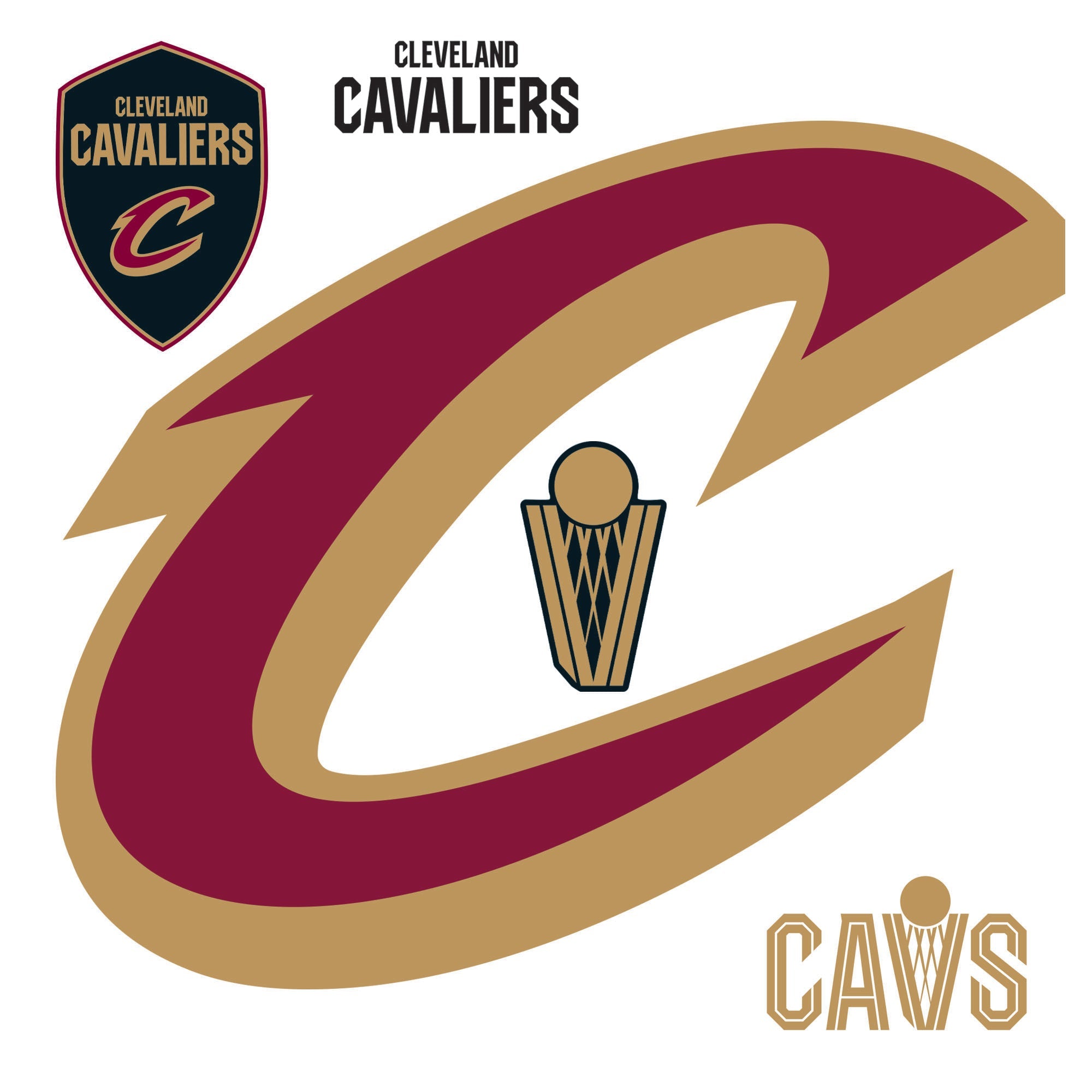 Cleveland Cavaliers - RealBig C Logo Collection - Official NBA - Reusable Vinyl Wall Decals