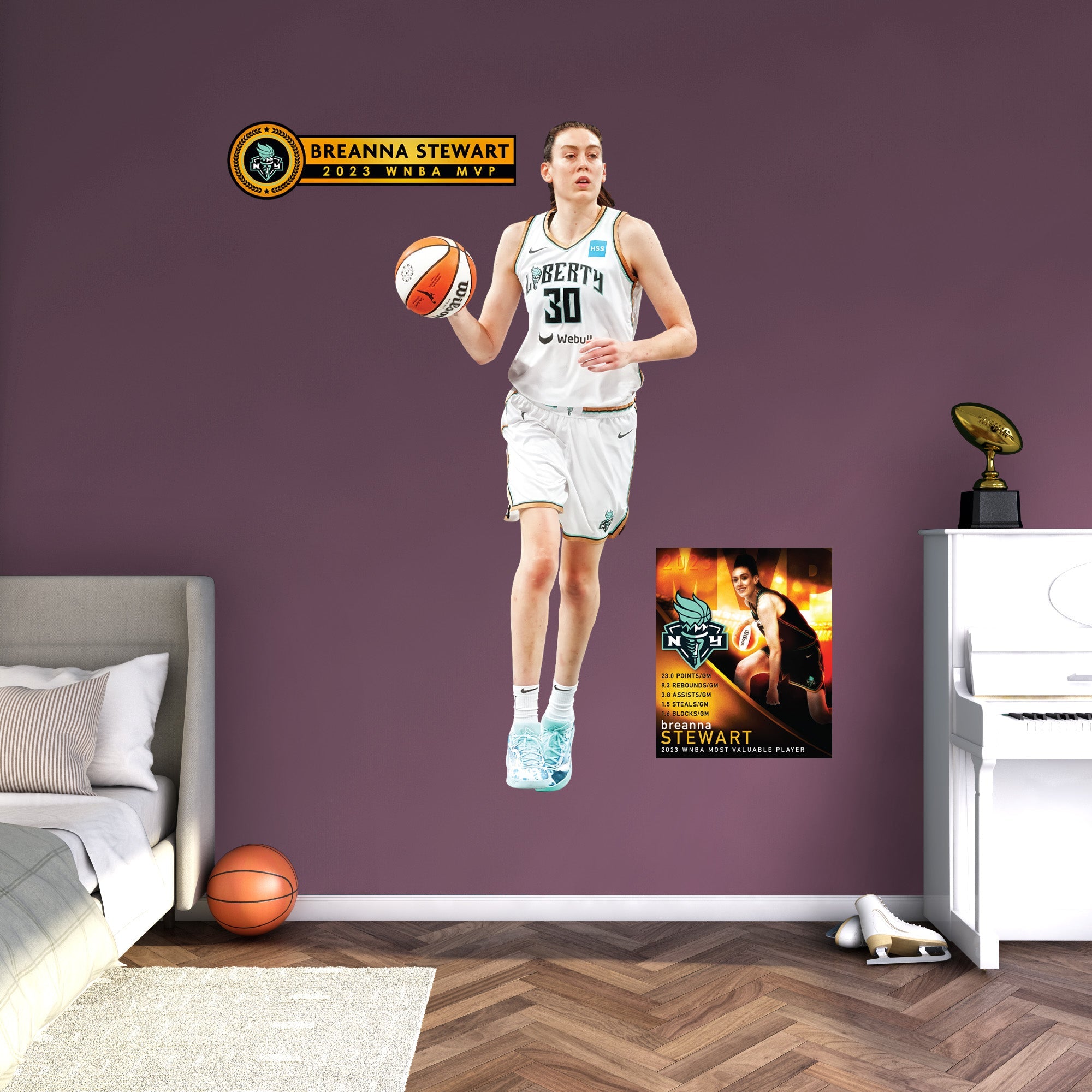 Breanna Stewart - RealBig MVP Collection - Official WNBA - New York Liberty - Reusable Vinyl Wall Decals