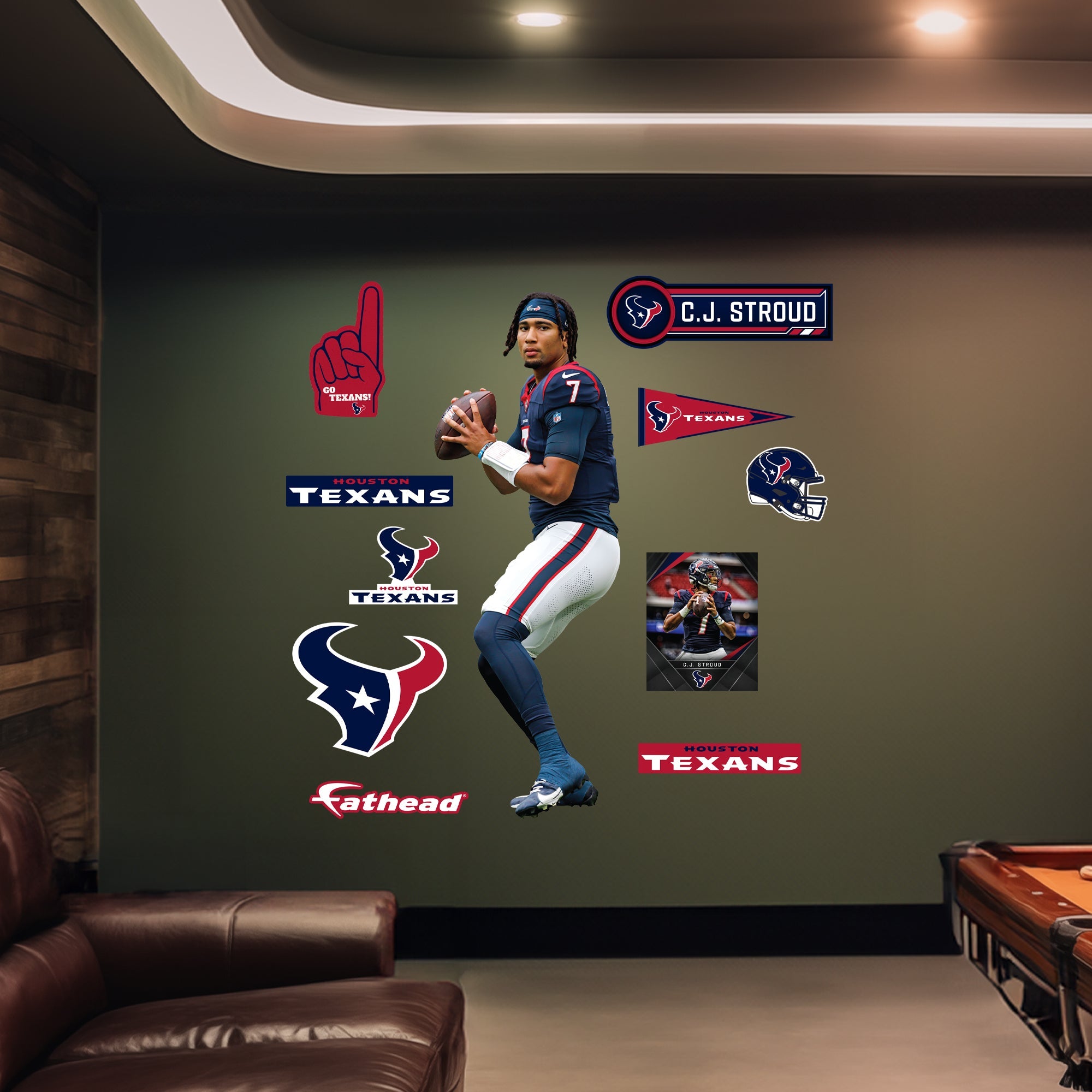 C.J. Stroud - RealBig Warmups Collection - Official NFL - Houston Texans - Reusable Vinyl Wall Decals