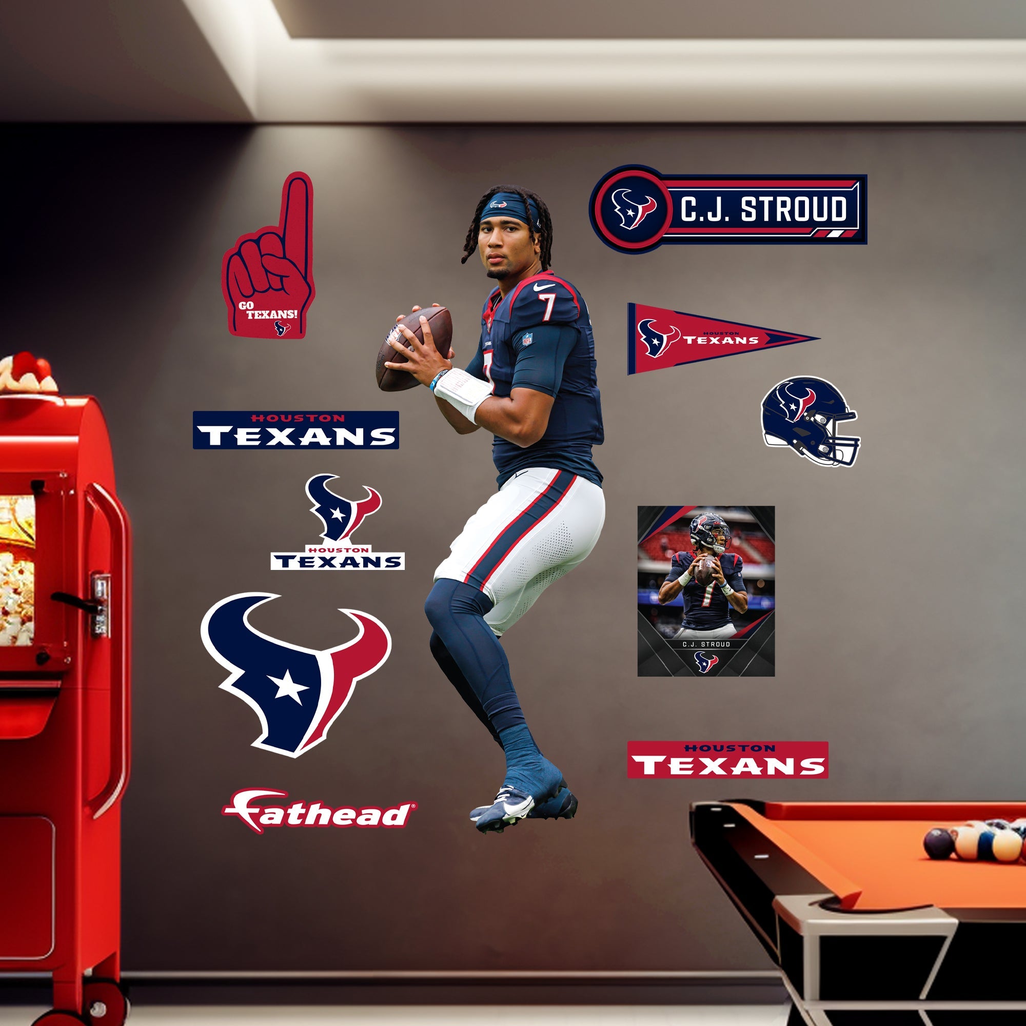 C.J. Stroud - RealBig Warmups Collection - Official NFL - Houston Texans - Reusable Vinyl Wall Decals