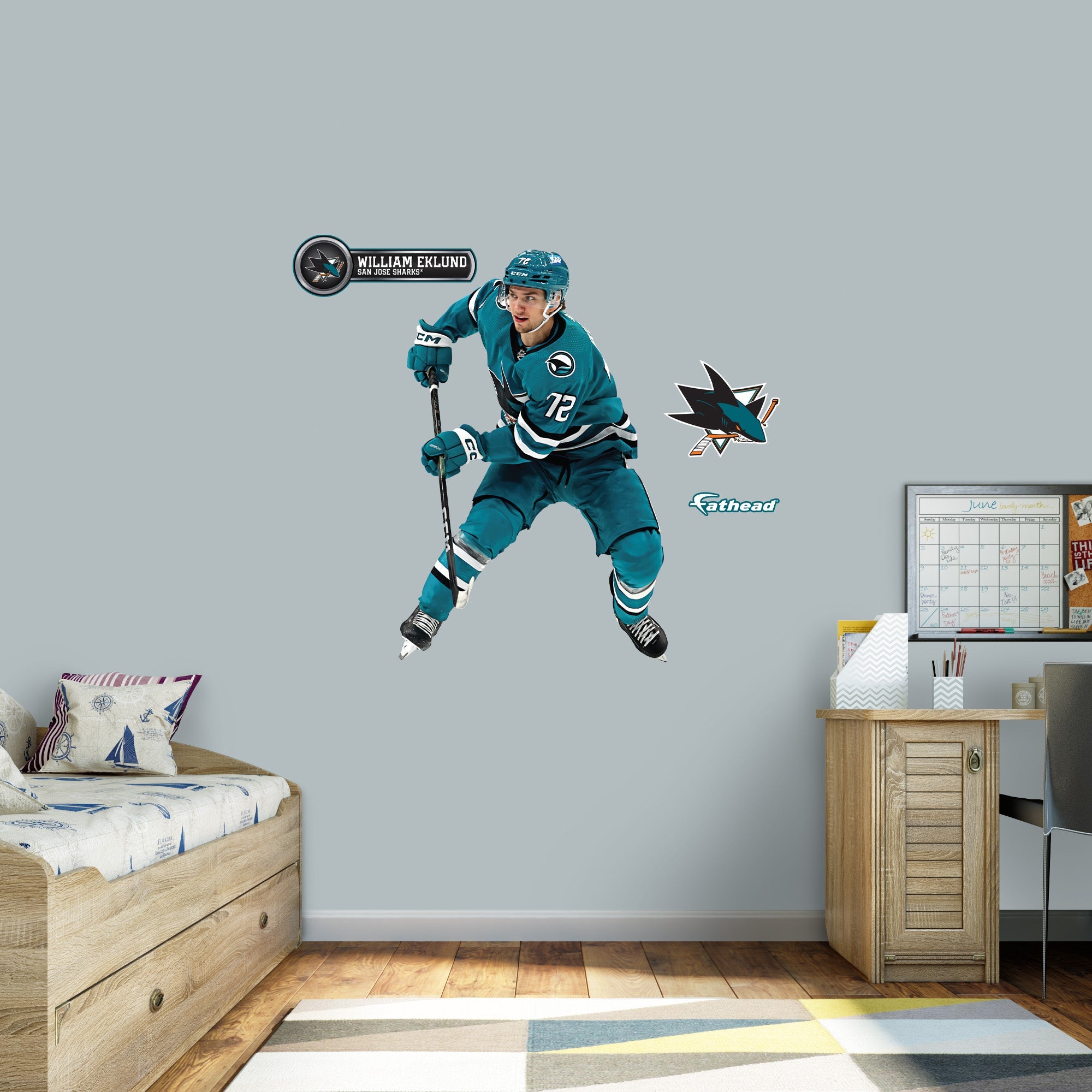 William Eklund - RealBig Collection - Official NHL - San Jose Sharks - Reusable Vinyl Wall Decals