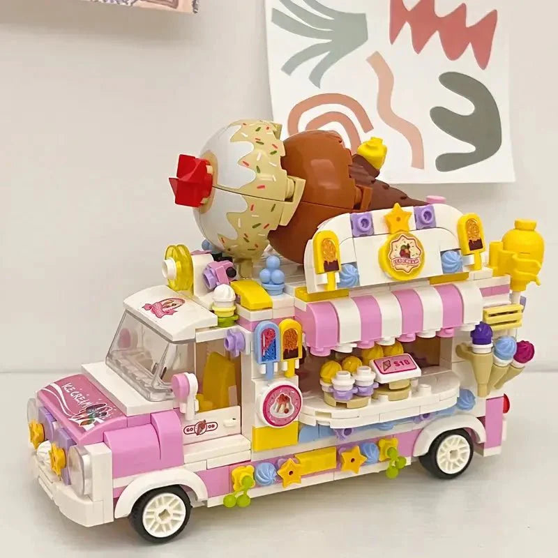 Ice Cream Truck Building Block toys Minifigures Food Trucks Fun for All over 500 Pieces