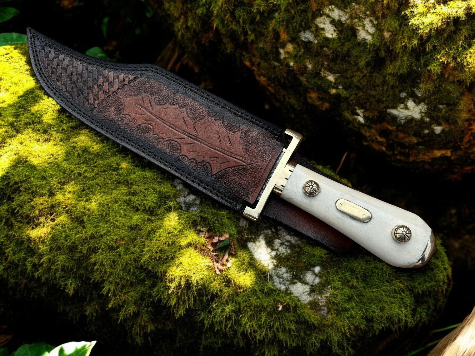 Legendary Western W49 Bowie Knife – Custom Handmade Damascus Steel Blade with Bone Handle