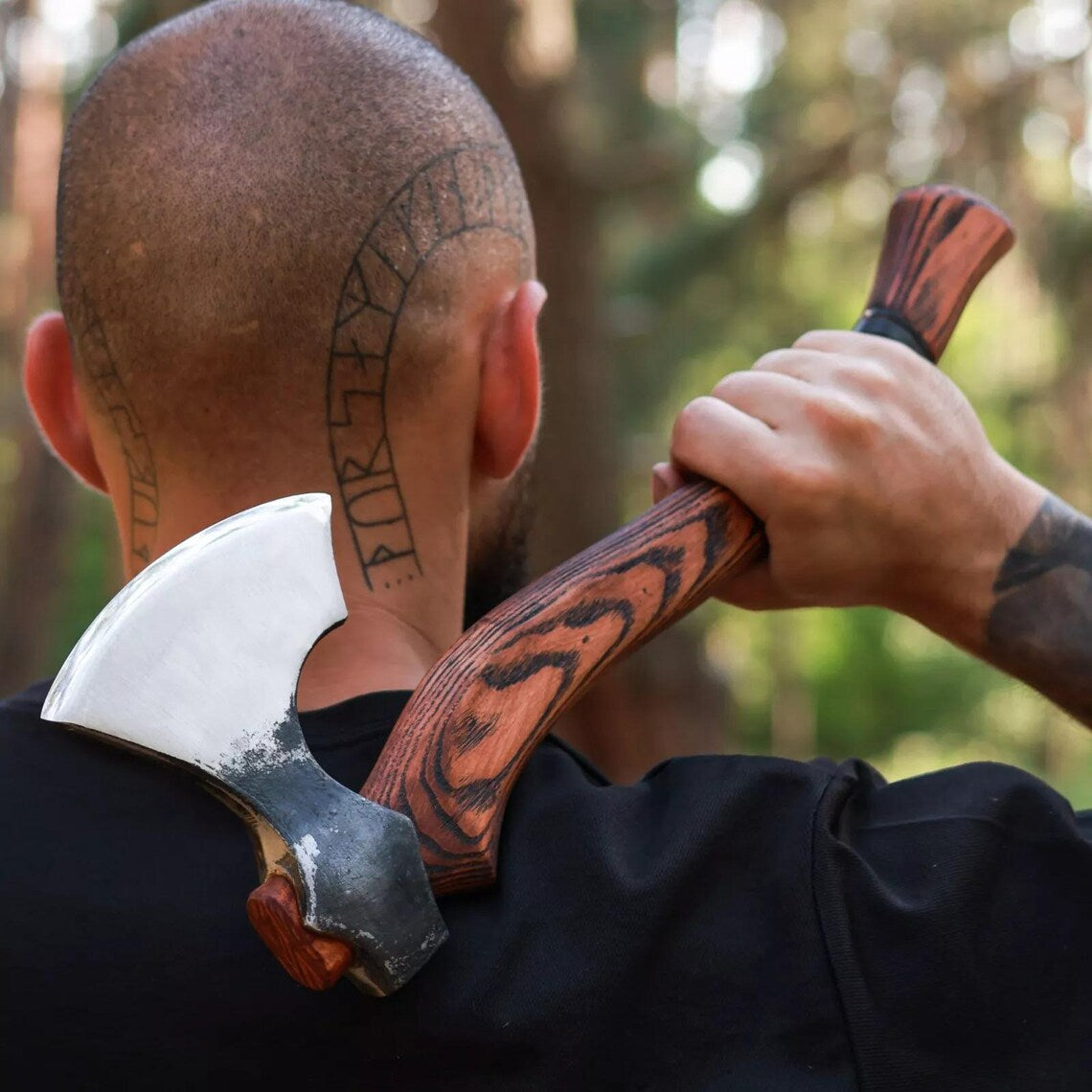 1095 Steel Blade Custom Handcrafted Tomahawk | Rosewood Handle with Leather Wrap & Sheath | | Durable Axe for Outdoor Adventures by KBS Knives