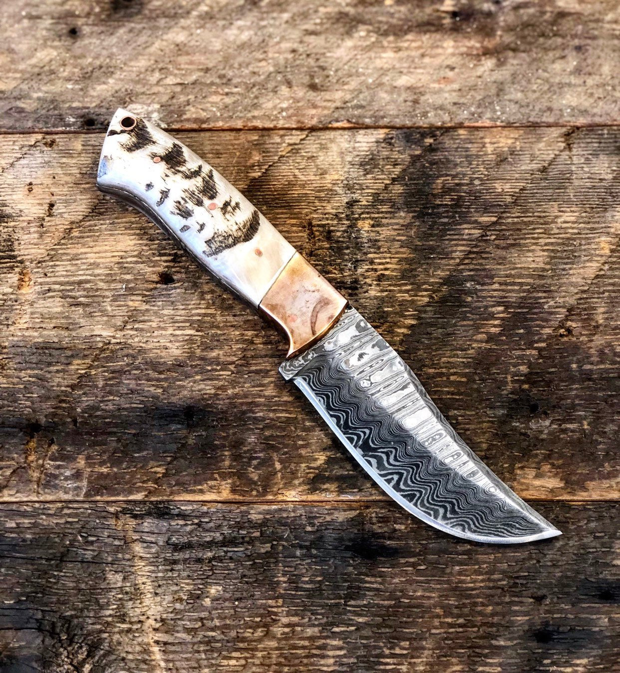 Custom Handmade Damascus Steel Skinning Knife