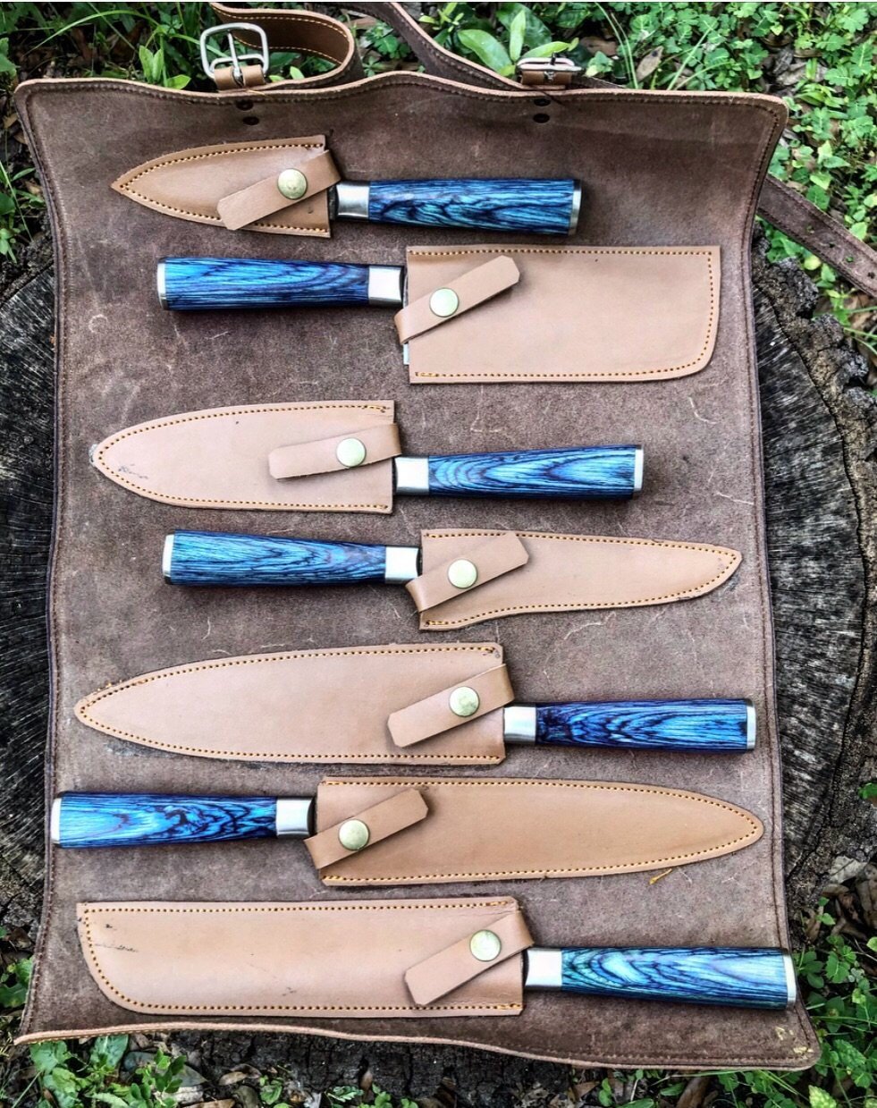 Custom Handmade Damascus Steel Kitchen Knives Set