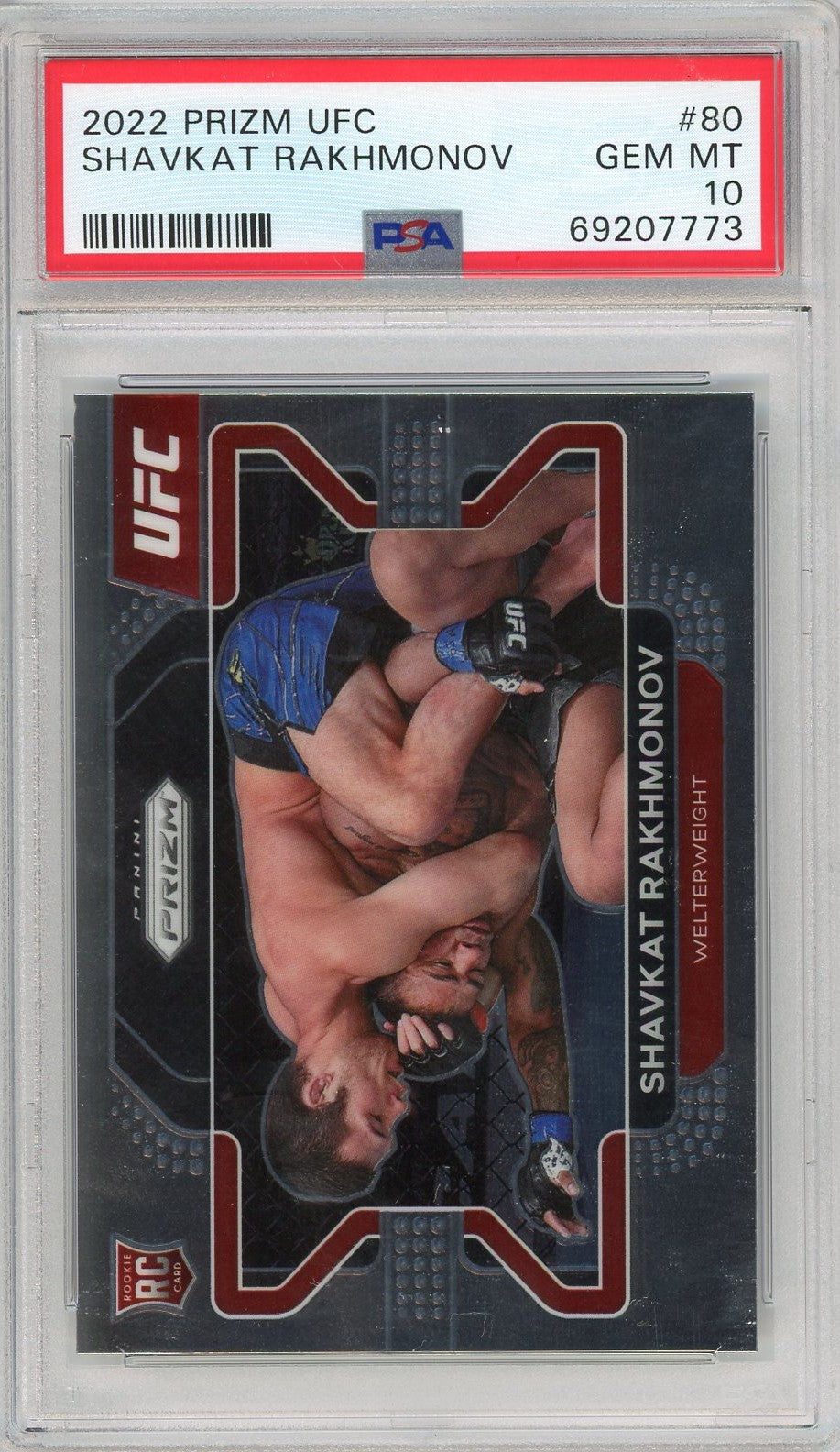 ufc graded cards Graded 2022 Prizm UFC Shavkat Rakhmonov #80 Rookie RC UFC MMA Card PSA