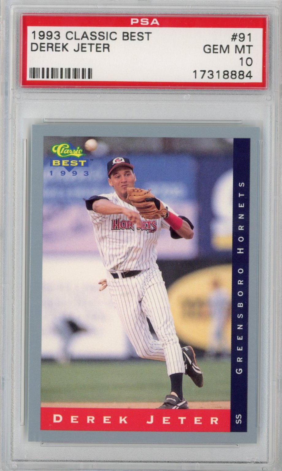 derek jeter graded rookie card Graded 1993 Classic Best Derek Jeter #91 Rookie RC Baseball Card PSA 10 Gem Mint