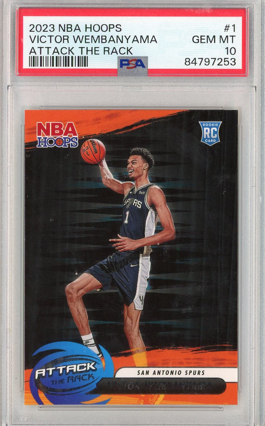 Graded 2023 Panini NBA Hoops Victor Wembanyama #1 Attack The Rack Rook